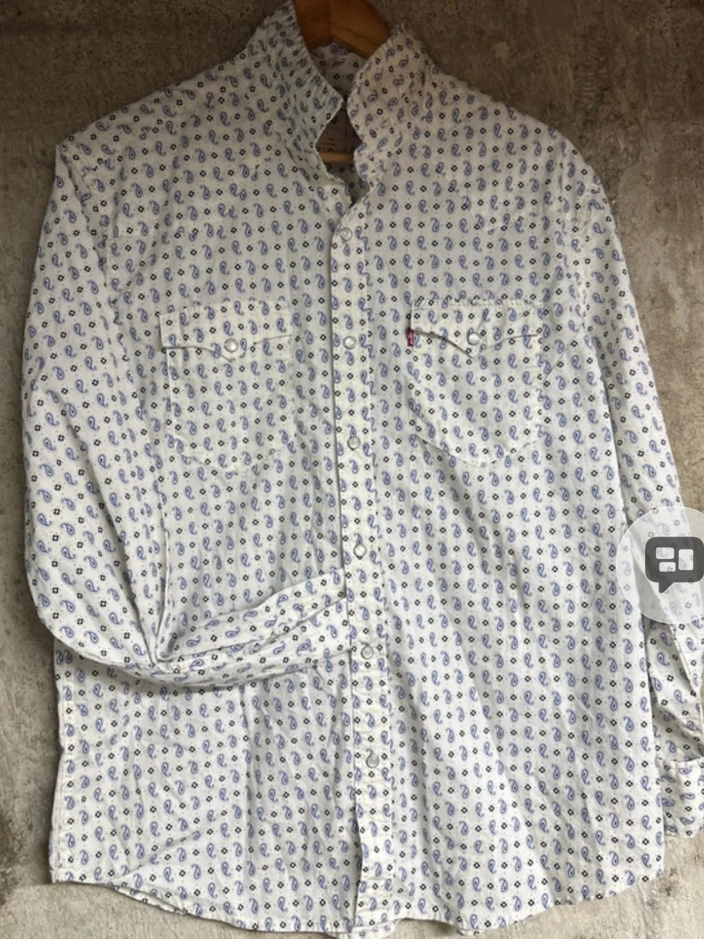 Levi's White Button-Down Shirt with Blue Paisley Print